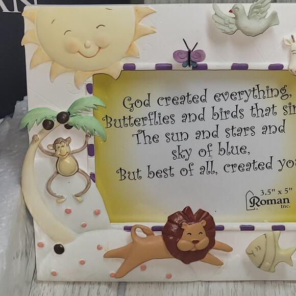 Vtg 2003 Roman God Created Everything Photo Frame Kids 3.5"x5" Noah's Ark Animal - Picture 4 of 9